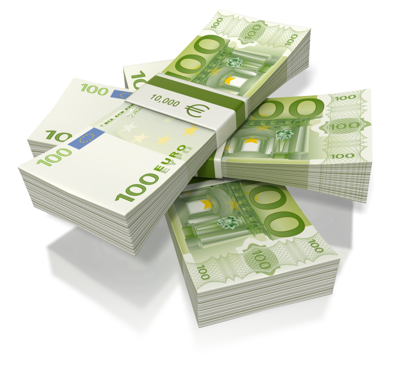 Stos 100 euro banknotów