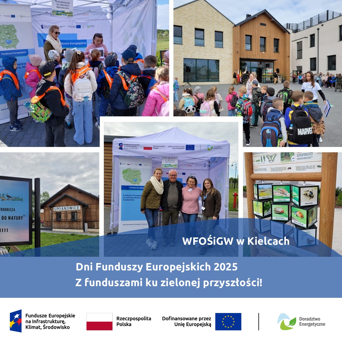 kolaż zdjęć z wydarzenia, na którym widać doradców energetycznych i uczestników