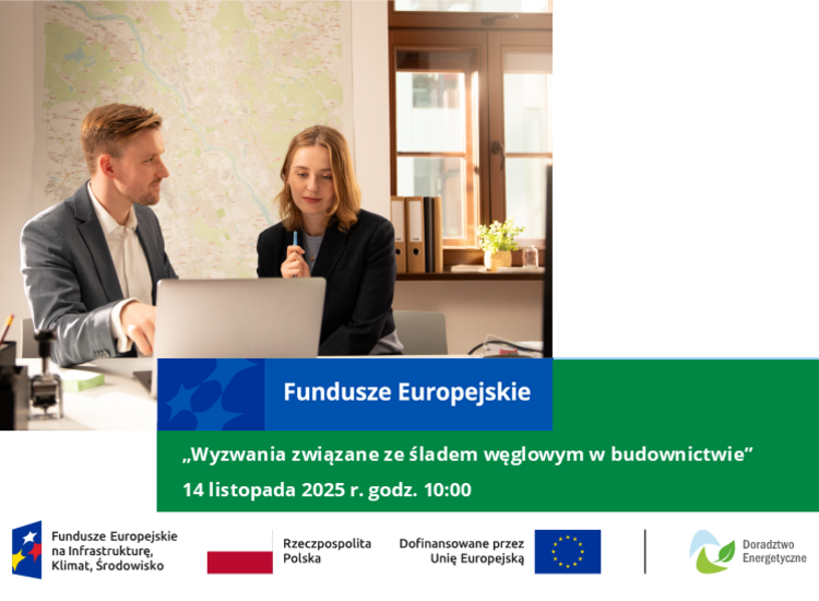 Grafika przedstawia kobietę i mężczyznę. Jak również informację o webinarium 