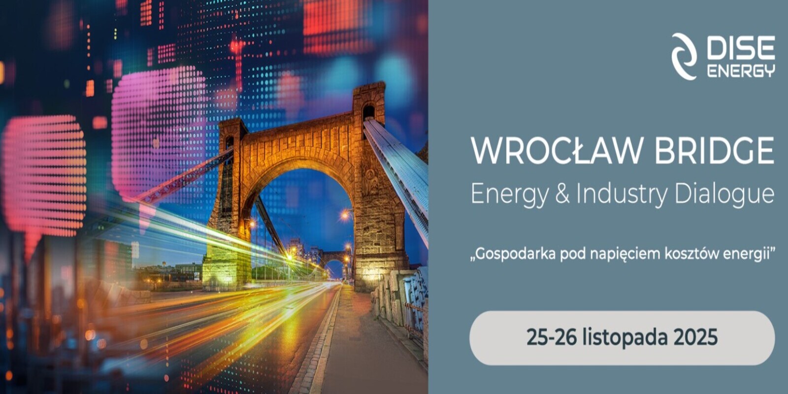 Grafika przedstawia most we Wrocławiu oraz informacje o Kongresie Wrocław Bridge 