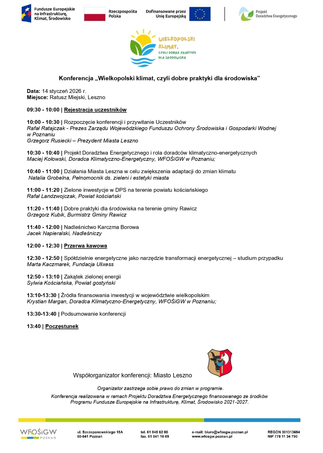 Grafika przedstawia agendę konferencji 