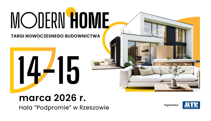 Grafika jest zaproszeniem na Targi Nowoczesnego Budownictwa Modern Home. Targi Nowoczesnego Budownictwa MODERN HOME będzie można zwiedzać w sobotę – 14 marca, w godz. 10:00 – 17:00 oraz w niedzielę – 15 marca, w godz. 10:00 – 16:00