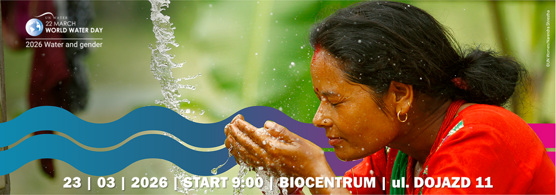Zdjęcie jest zaproszeniem na XII edycję Światowego Dnia Wody na Uniwersytecie Przyrodniczym w Poznaniu, który odbędzie się 23 marca 2026